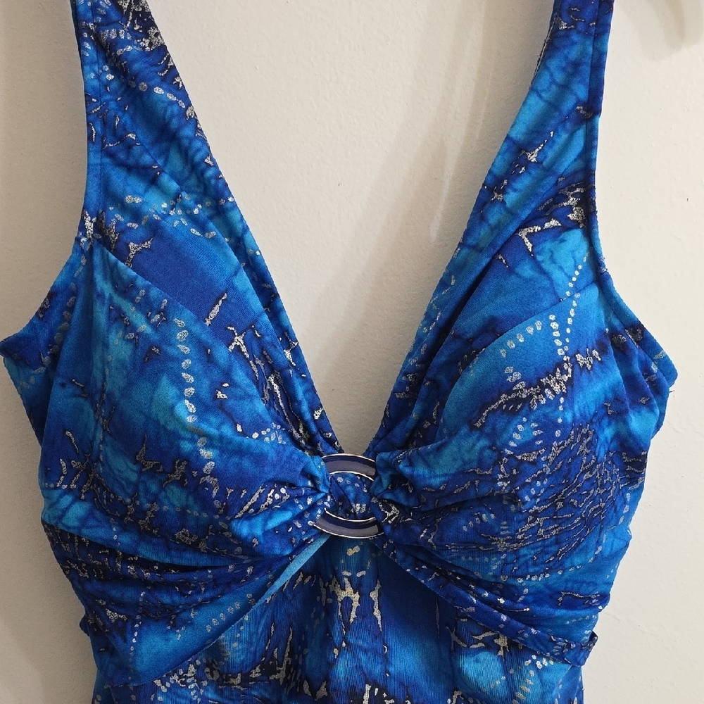 Blue and Silver Swimsuit Top